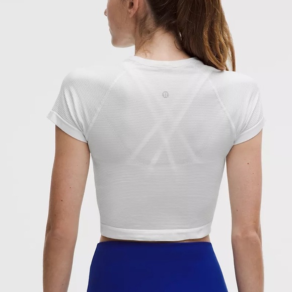 Lululemon swiftly tech cropped tshirt white stripe 4 - Picture 2 of 4